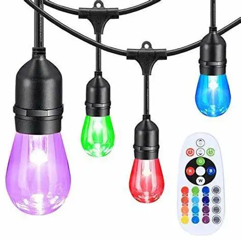 RGB color remote wifi E26 S14 Filament LED Bulbs Heavy duty Edison Vintage Hanging Outdoor String Lights For Patio