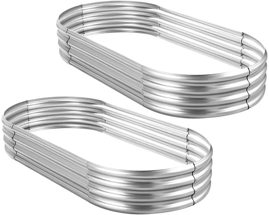 Outdoor Guard Metal Galvanized Oval Planter Raised Garden Boxes Raised Garden Beds Kit for Vegetable Fruits