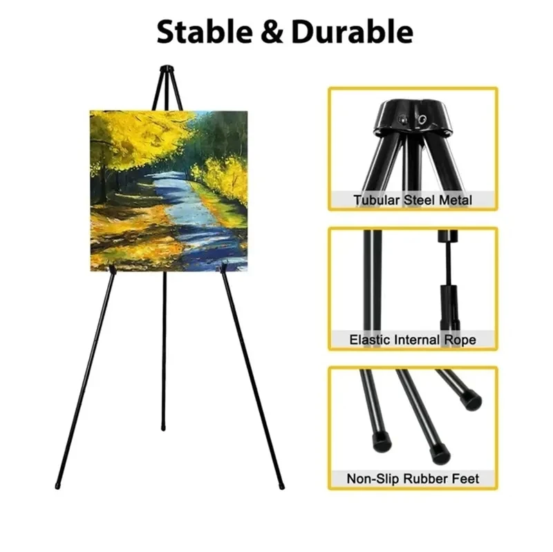 Keep Smiling 167cm Stainless Steel Black Color Artist Metal Easel Stand For Adults Kids Painting