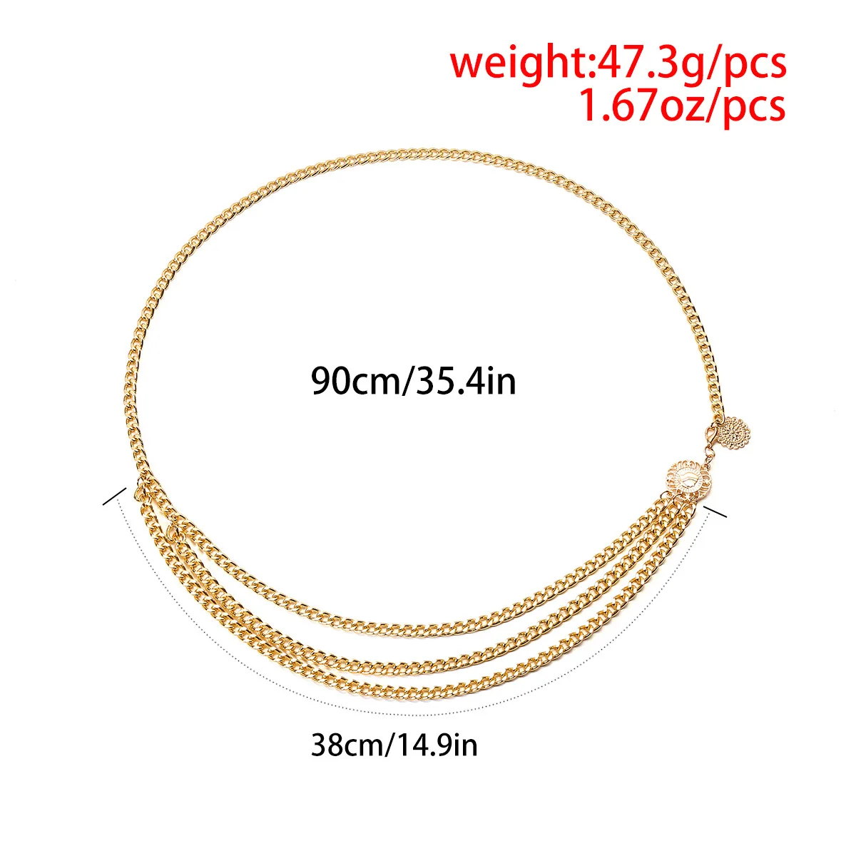 Processing custom European and American alloy multi-layer exaggerated queen retro street beat female waist chain