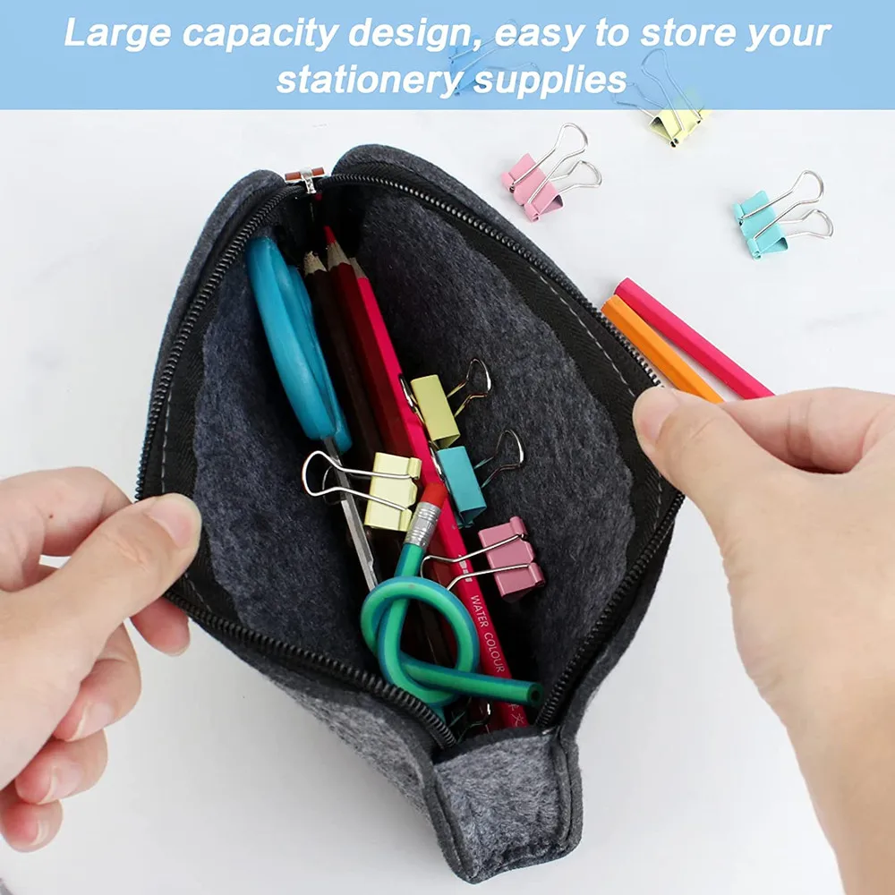 Felt Pencil Case Multifunctional Pencil Case Bag Pouch Large Capacity Pen Bag Pouch with Zippers for Teenagers Schools