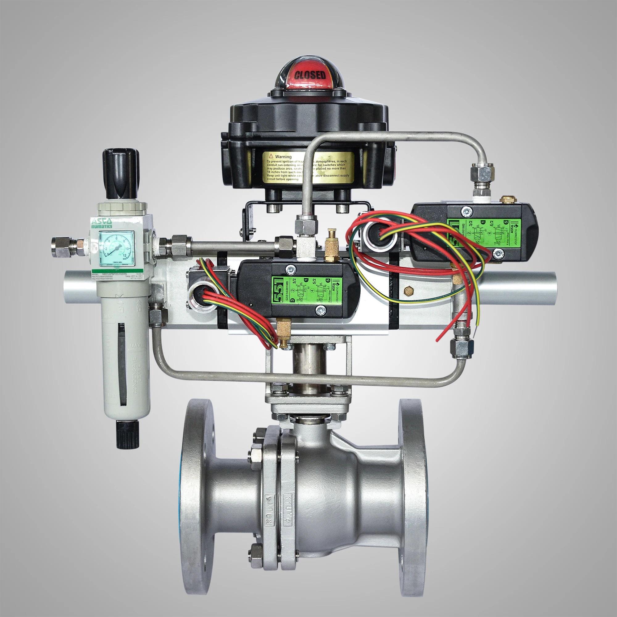 Vertical connection Stainless steel carbon steel  pneumatic ball valve  for oil and gas recovery system