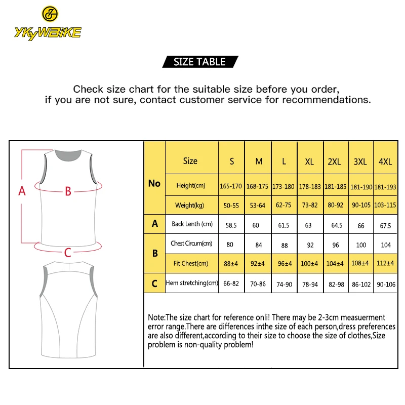 
YKYWBIKE Breathable Underwear SLEEVELESS Jersey MEN PRO TEAM Keep Dry Cool Mesh Superlight Cycling Clothing Cycling Base Layer 