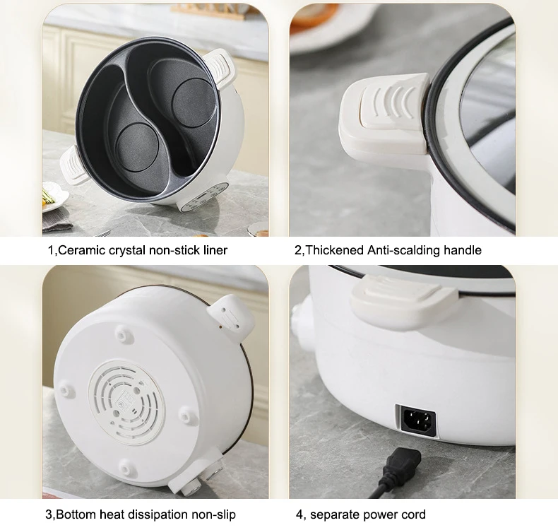 New Product 6L Big Capacity Multi functional Non Stick Coating 1400 W Electric Cooking Pot With Knob Control