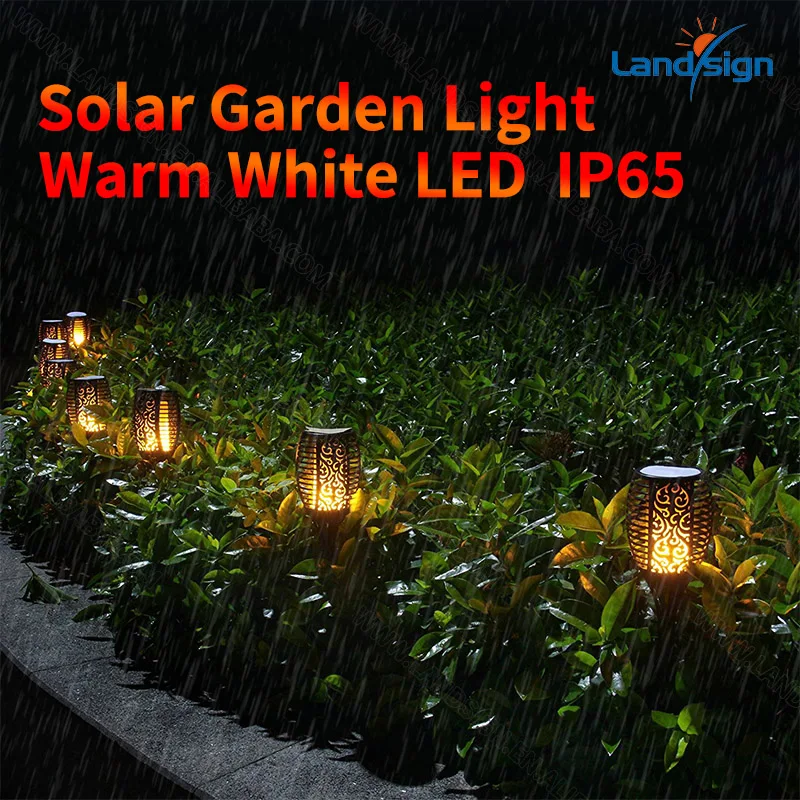4pcs Outdoor Waterproof Solar Torch Lights LED Flame Lamp for Garden Pathway Vivid Dancing Flickering Flames