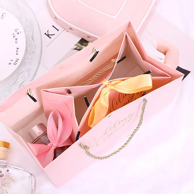Candy Color Gift Paper Bags Solid Shopping Bag with Handle and Ribbon Wedding Party Favors Festival Big & Small Gift Bags 10pcs
