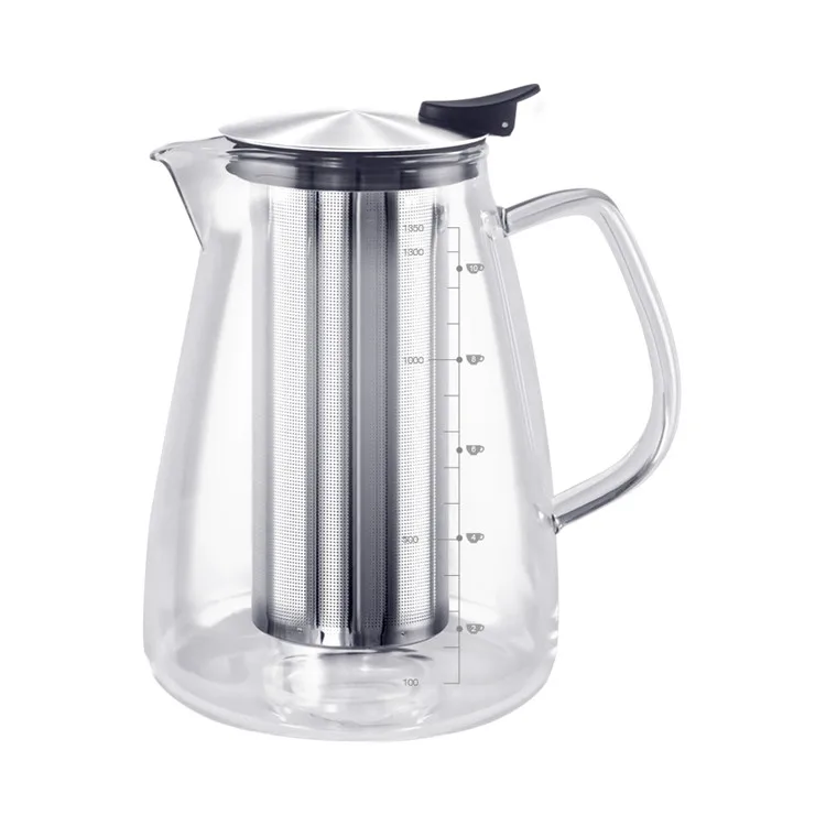 1500ml High Borosilicate Heat-resistant Glass Filterable Teapot Set for Household