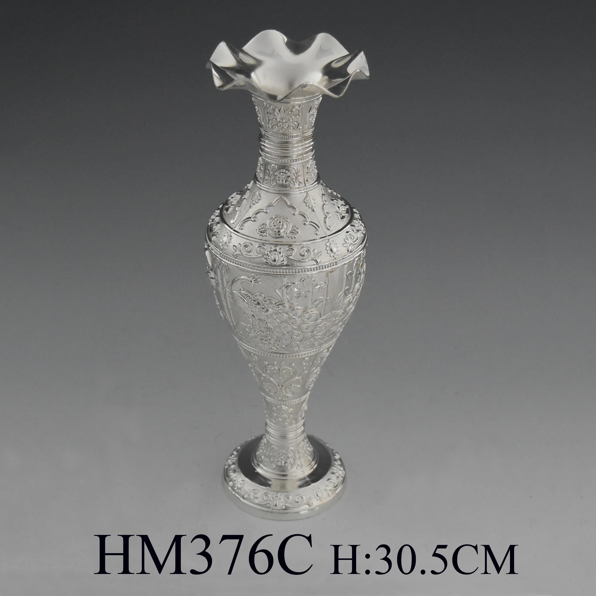 Arabic home hotel zinc alloy wedding decoration flower silver Islamic vase