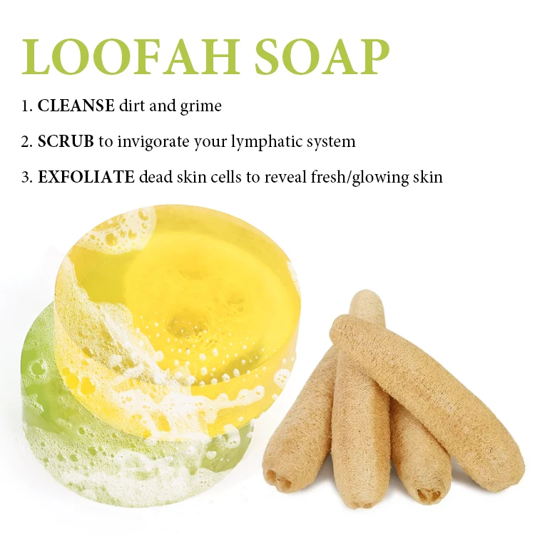 Natural Organic 100% Natural Soap Bar Bath Lightening Exfoliating Care Skin Whitening Base Handmade Luffa Loofah Soap