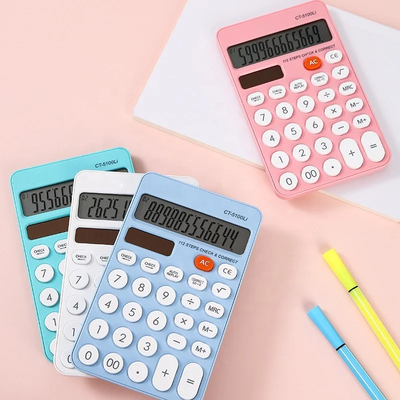 New Calculator,12-Digit Calcutors with LCD Display Sensitive Button,the Calulators Desktop with Dual Power & SOLAR