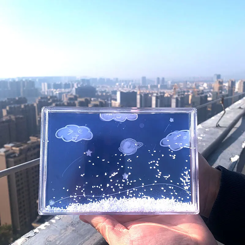 Отличный подарок Perspex жидкая фоторамка 4X6 Акриловая с водой и блестками