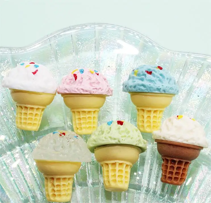 Popular  Colorful Miniature Resin Ice Cream Cone Diy  Resin Charms  For  DIY  Hairclip  Phonwcases Keychain