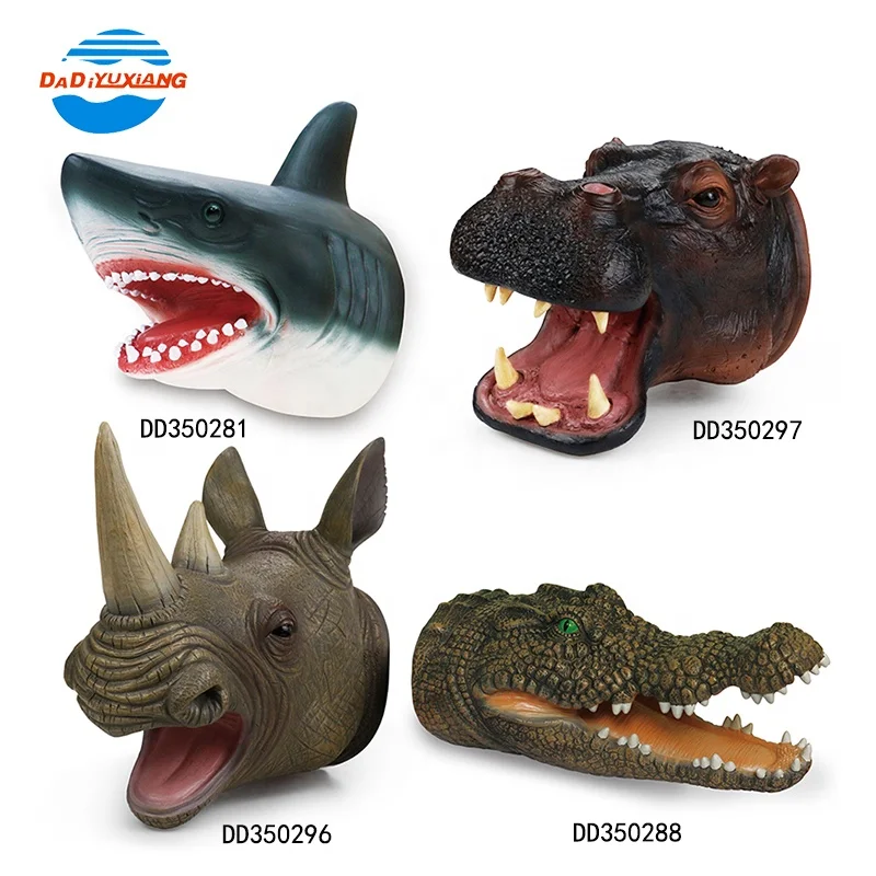 High Quality Realistic Rubber Hand Puppet Dinosaur Animal Hand Puppet Toy