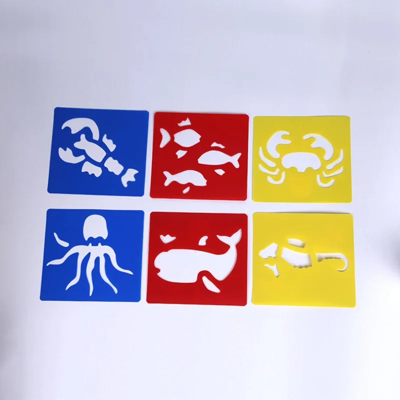 Pop Colorful PP Stencil 6 Inch Drawing Stencil Template Set
