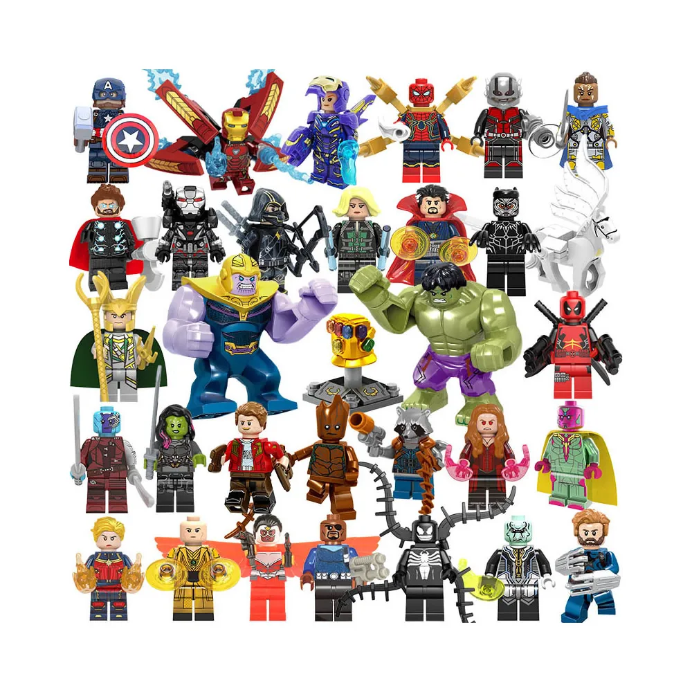 32Pcs Set Super Heroes Bat Man Spider Man Ironman Thanos Infinity Gauntlet Legoing Compatible Building Blocks Mini Figure Toys