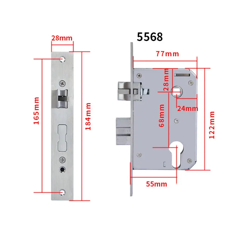 High Standard 5568 American Door Lock Body SUS304 Stainless Steel Mortise Lock Body