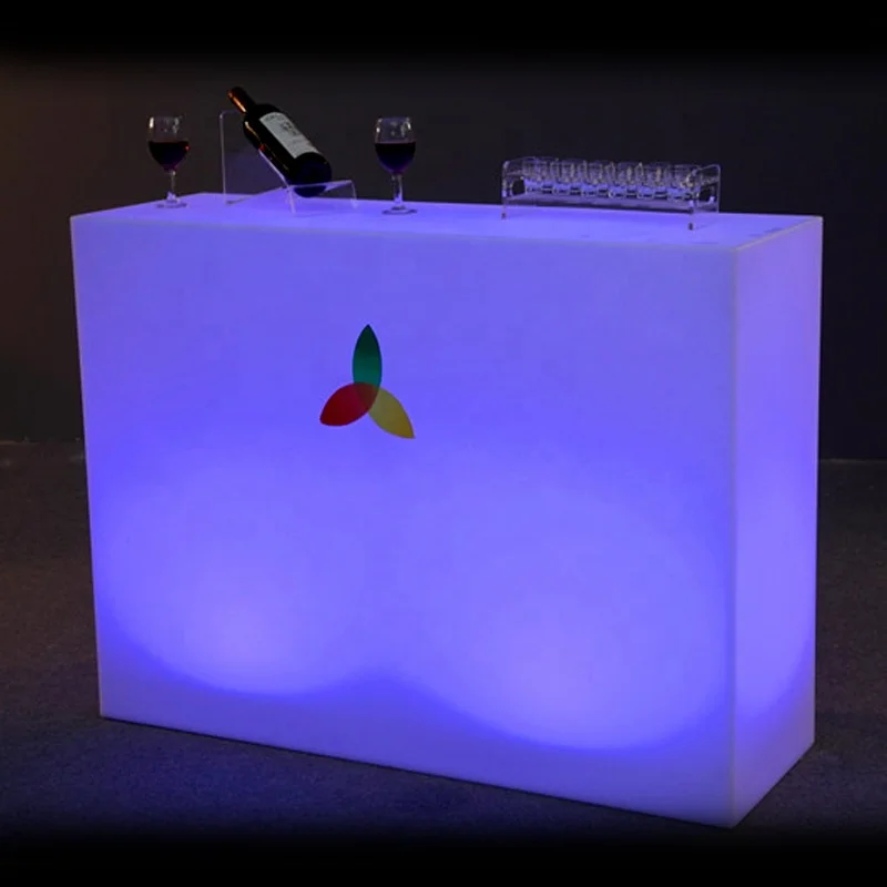Modern Plastic LED Illuminated Bar Counter Portable Luminous Cocktail Table for Outdoor Hotel Club Use