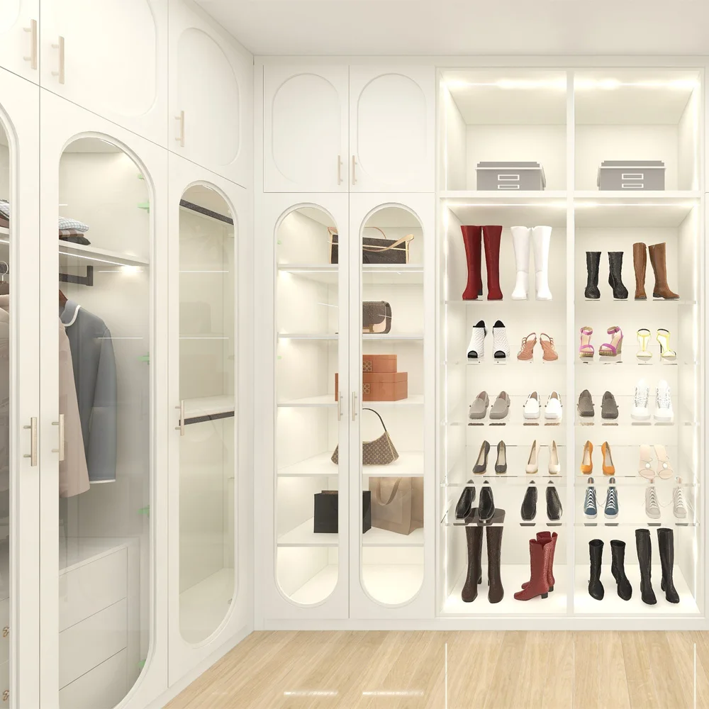 Bedroom Furniture Modular Wooden Custom Modern Design Walk in Closet Wardrobes Open Style Cabinet