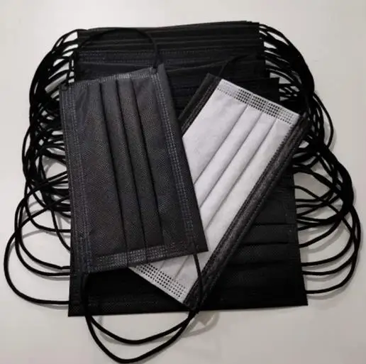 
manufacturer 50pcs Box disposable black 3 ply face mask breathable Earloop custom Disposable Black Face Mask 