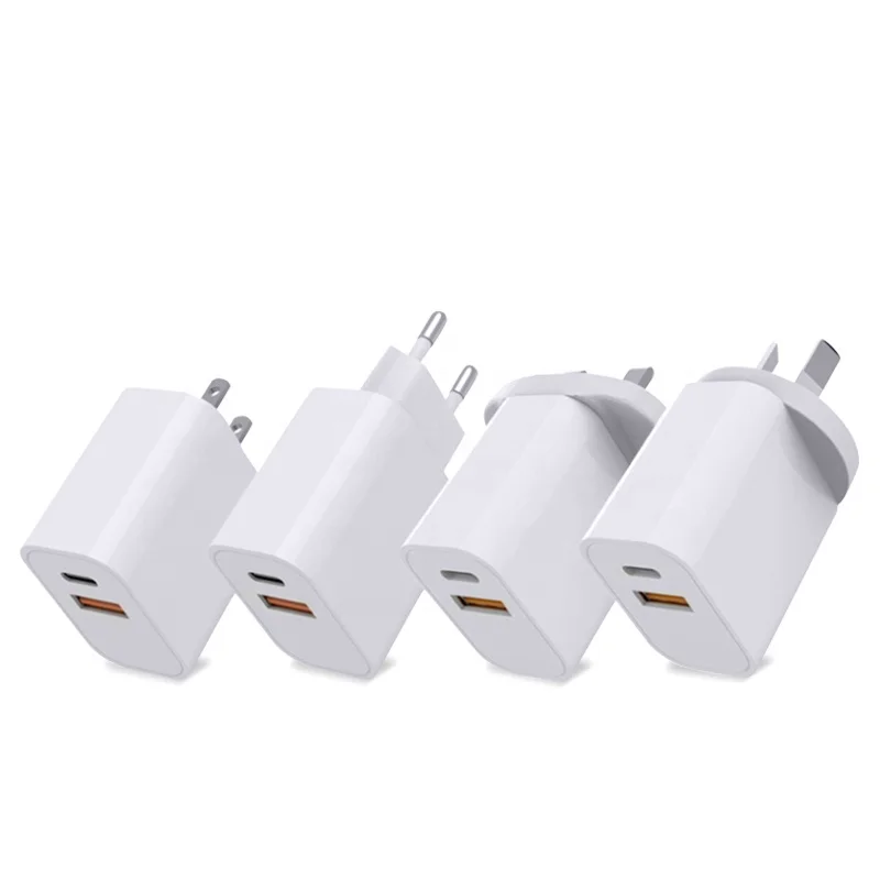 Stock PD 20W Super Charge Dual Port USB Wall Charger Type C Charger EU UK US AU Plug Portable Qc 3.0 USB C PD Charger Adapter