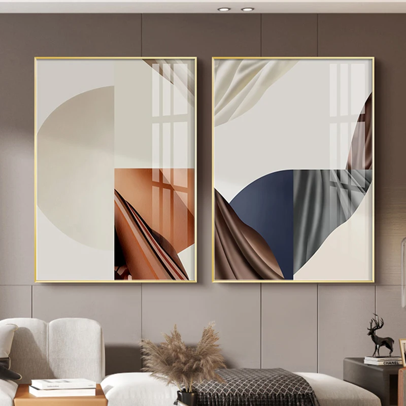 Nordic Concise Style Abstract Crystal Porcelain Painting Sofa Wall Art Mount Rich Fish Porch Paintings