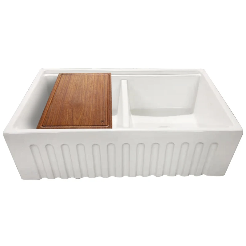 Newest Product Single Bowl White Farmhouse Apron Ceramic American Butlers Kitchen Sink