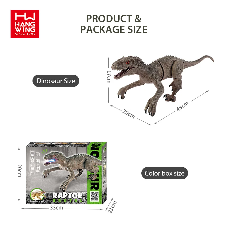 HW Boys 2.4G Remote Control Jurassic World Brutal Raptor RC Electric Radio Running Walking Dinosaur Model for Kids Toys