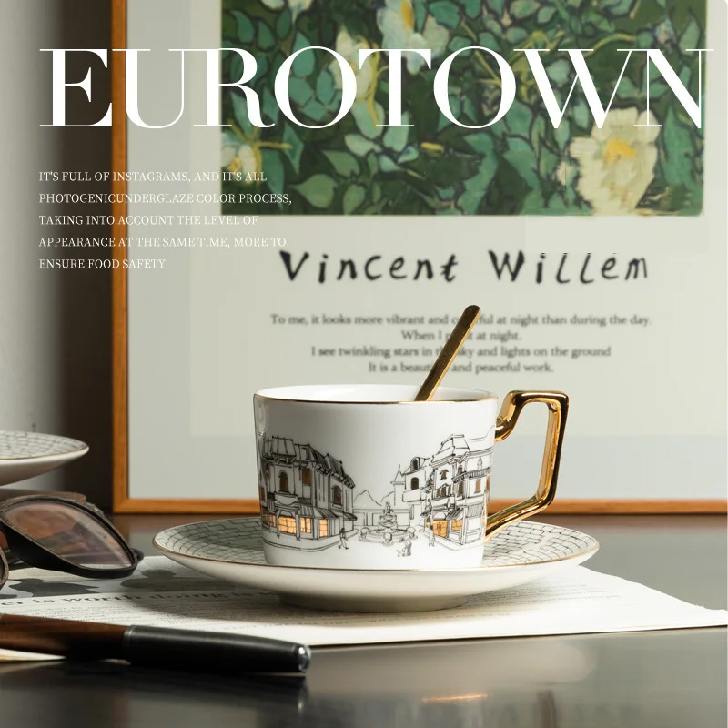 Custom City Ceramic Coffee Cup Wholesale France Paris Tourist Souvenir Mugs Country Style Design for Travel Drinking