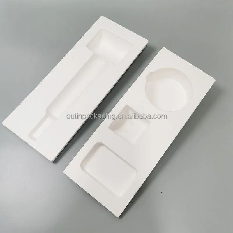 Custom Logo eco friendly Wet Pressed Recycled Sugarcane Bagasse Disposable Molded Paper Pulp Tray Consumer Electronics packaging