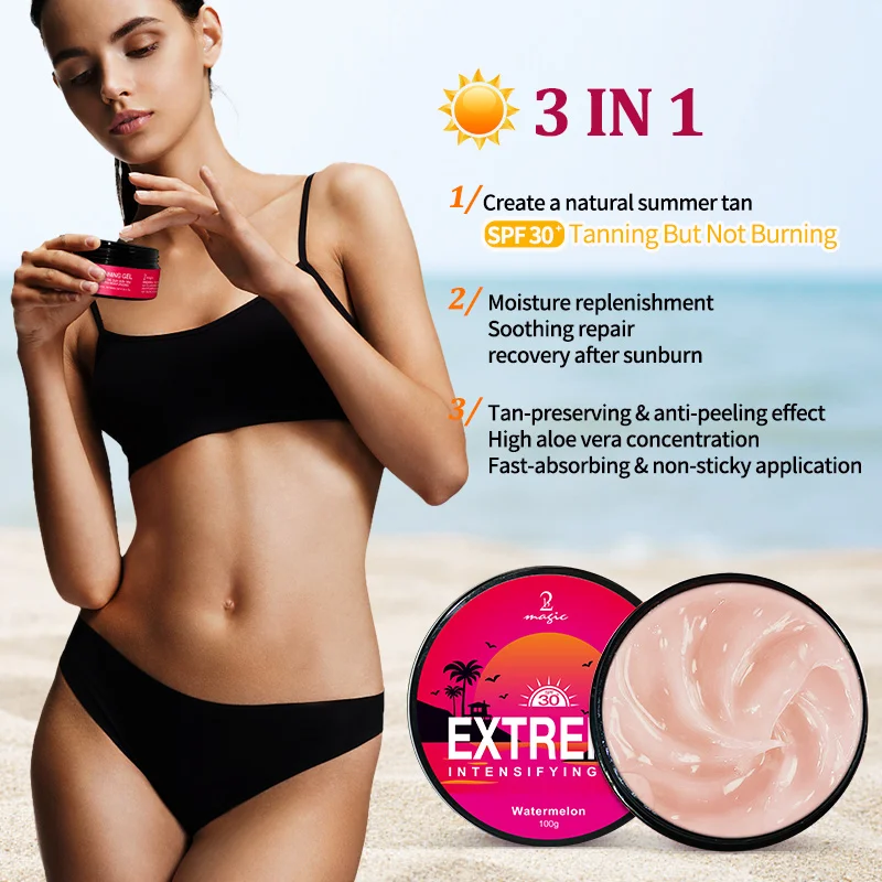 Private label sunbed tan accelerator 100ml sunscreen & tanning lotion extreme intensive self tanning gel