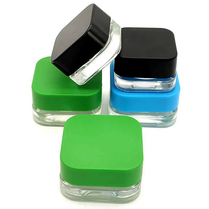 Маленькая стеклянная упаковка, красочные Восковые контейнеры для защиты от детей, 3 мл, 5 мл, 7 м, контейнер для воскового концентрата масла, стеклянная банка