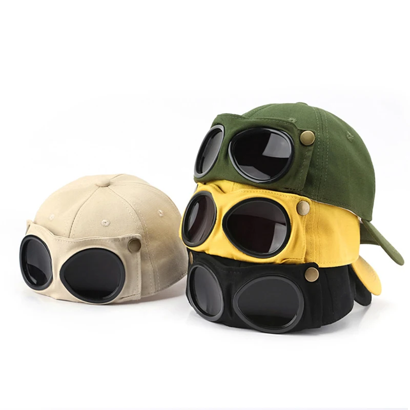 Wholesale custom fashion pilot hat glasses sunglasses sun hat baseball cap