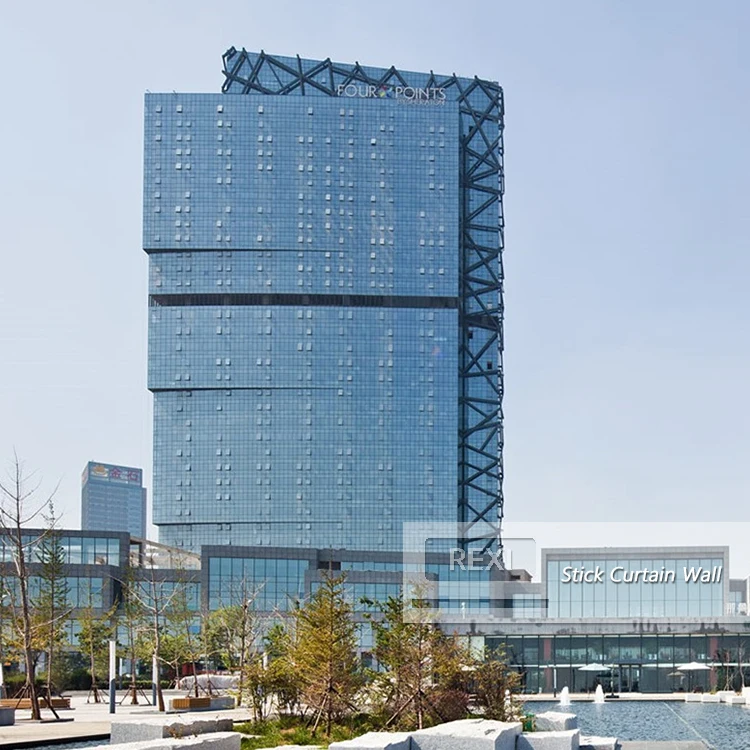 China Manufacturer Factory Price Multifunctional Stick Curtains Wall Buildings Curtain Glass Wall Customizable Size