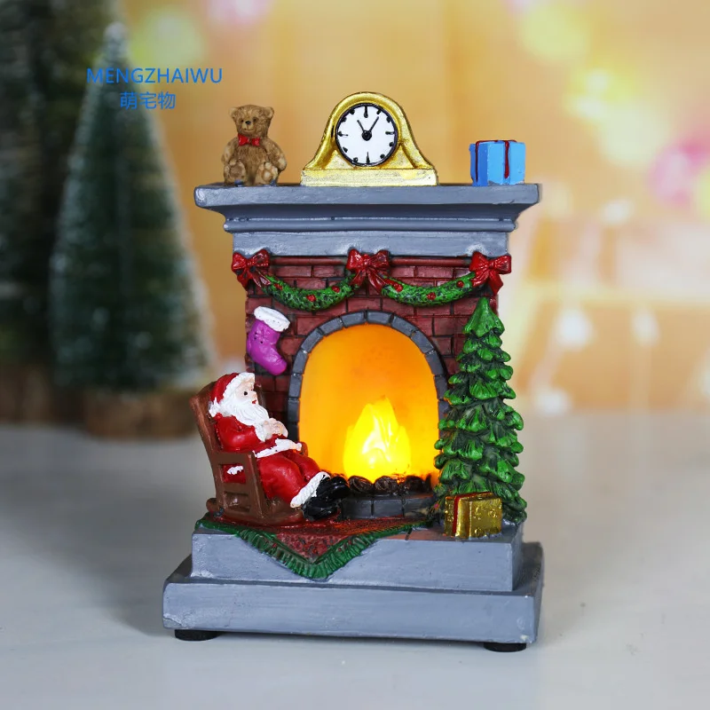 Home decoration modern best idea for gift items on christmas Micro landscape fireplace night light christmas ornaments