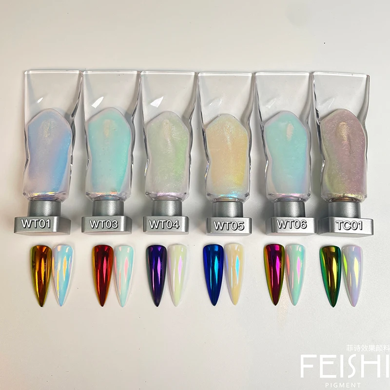 OEM nail white pearl chrome liquid powder nails mirror chameleon aurora powder