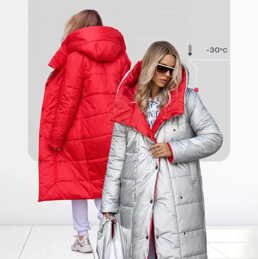 Women Outerwear Windproof Puffer Jackets Manufacturer Thick Long Padded Bubble Down Quilted Parka Coats With Hood