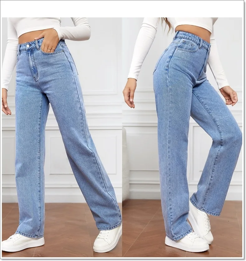 Women Jeans 2024 Wholesale High Waist Washed Casual Women Jeans High Quality Fashion Long Style Jeans Trousers For Women