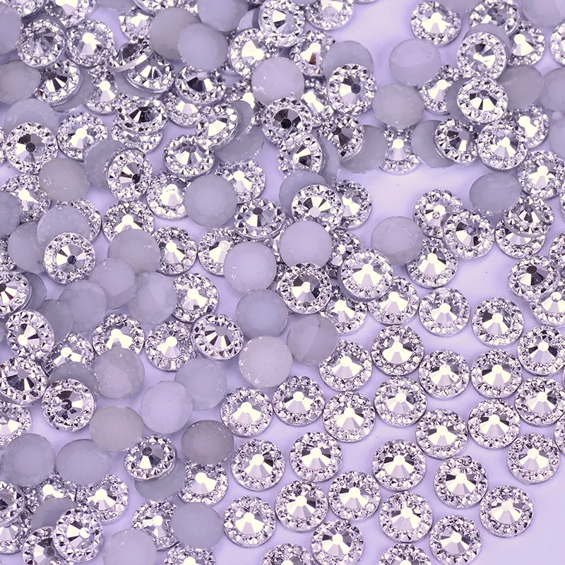 4 5 6mm Pink AB Flower Rhinestone Round Nail Face Crystal Stone Non Hotfix Strass Flatback Resin Gems for Clothes Jewelry