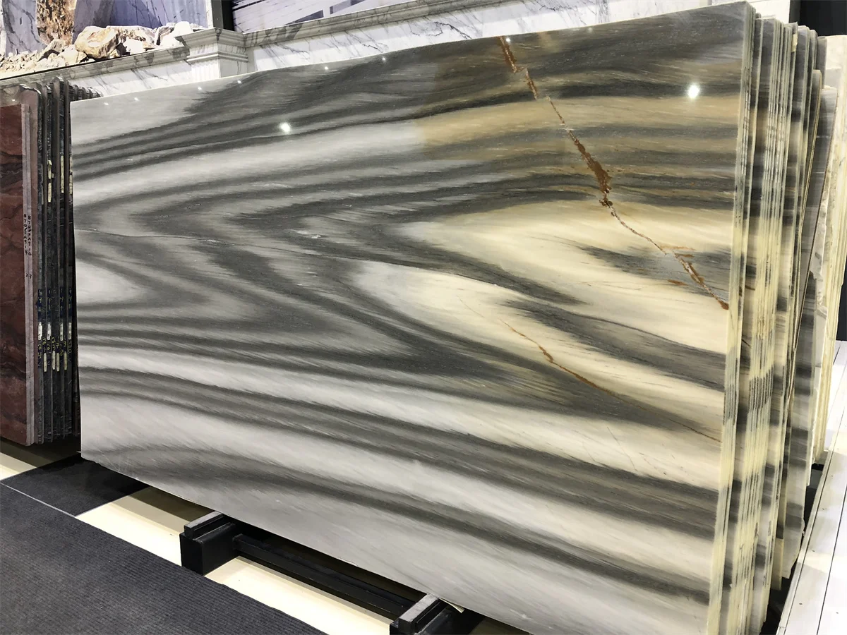 Book Matched Polished Elegant Grey Marble Gucci Grey Marble Slabs For Interior Wall Panels