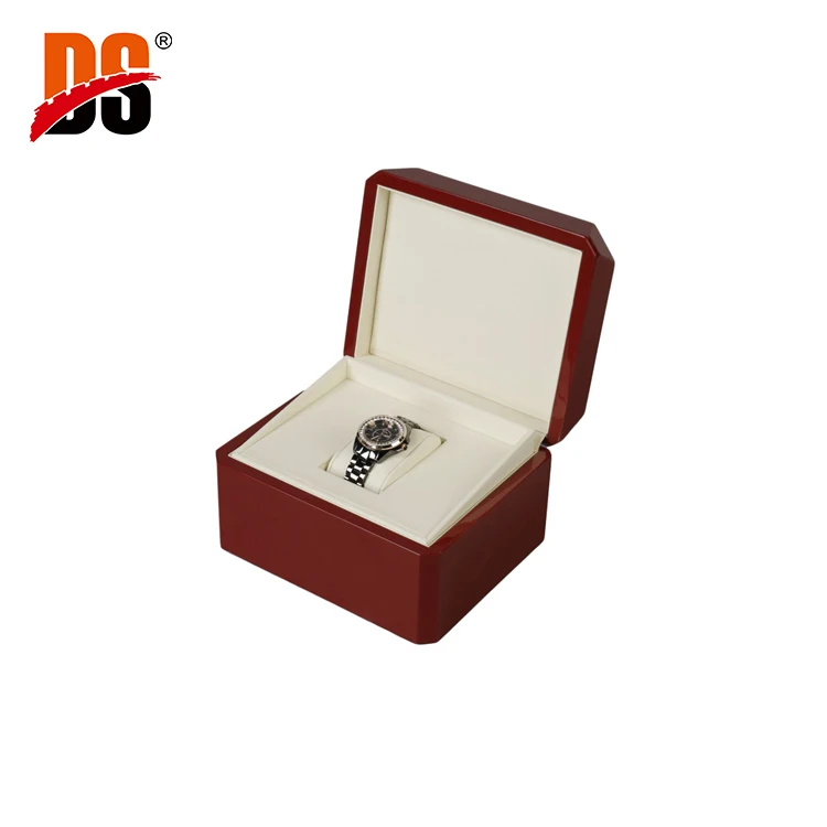 DS Luxury OEM Factory High Gloss Lacquer Branded Wooden Box Watch Packaging Box With Custom Logo