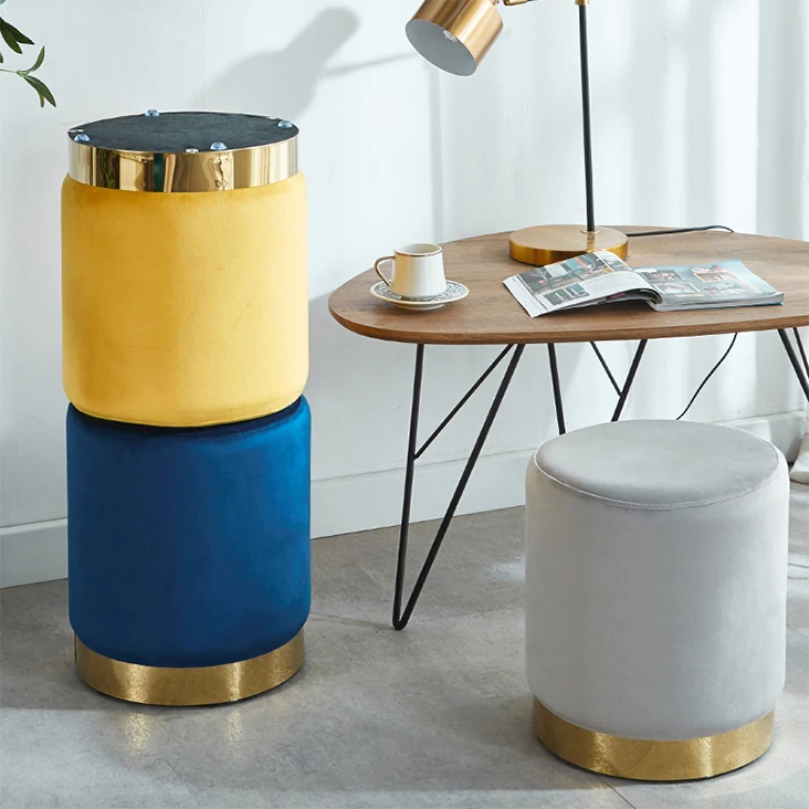 New Sale Dining Round Modern Indoor Home Luxury Foot Step Living Room Furniture Gold Metal Chairs Velvet