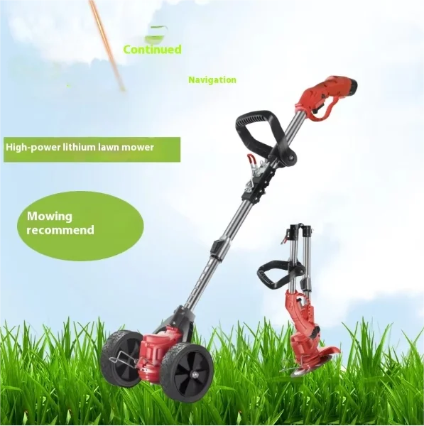 New Electric Lawn Mower with Wheels, Portable Brushless High-Power Lawn Mower, Backpack Garden Lithium Battery Lawn Mower