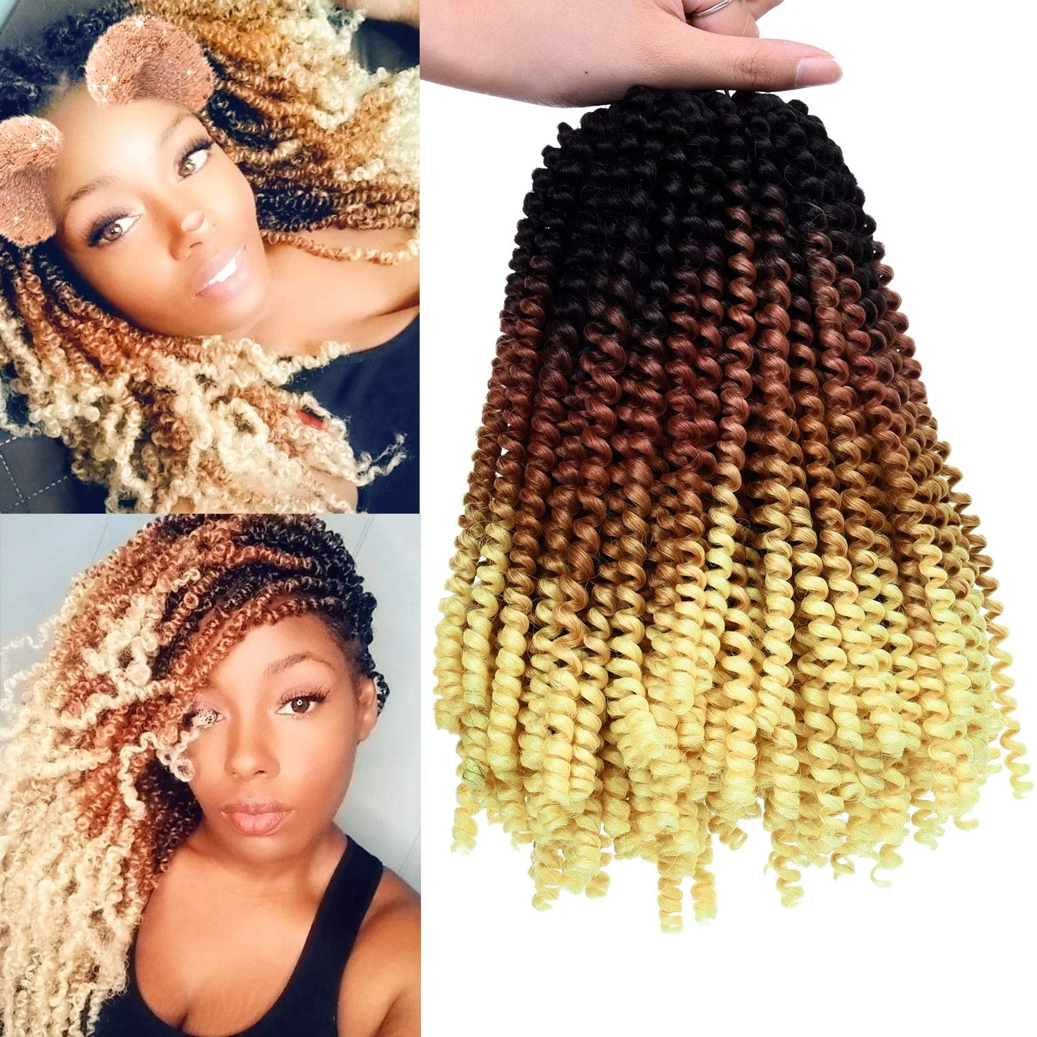 G&T Wig Spring Twist Crochet Braids Hair for Butterfly Locs Beyond Beauty Ombre Colors Synthetic Fluffy Hair Extension