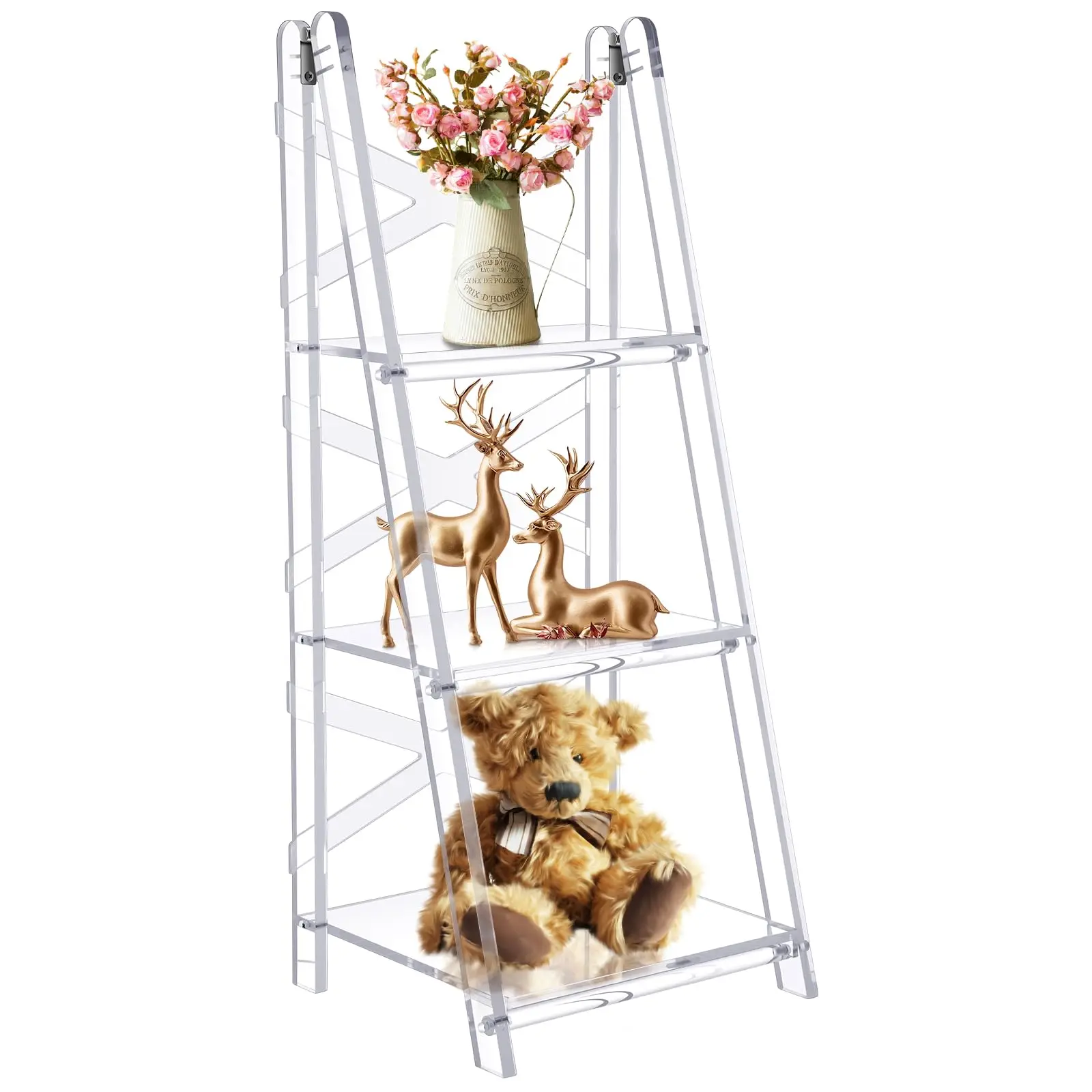 Factory Ladder Bookshelf Multifunctional Tilting Shelf Suitable For Living Room And Bedroom Acrylic Storage Display Shelf