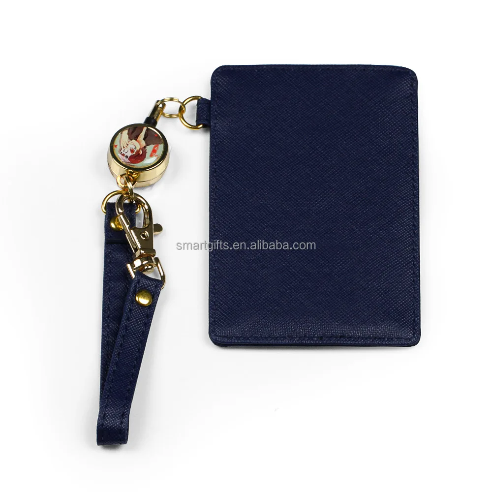 High Quality Leather ID Credit Card Name Badge Holder Case with Lanyard, Wholesale PU Leather ID Card Holder for Business
