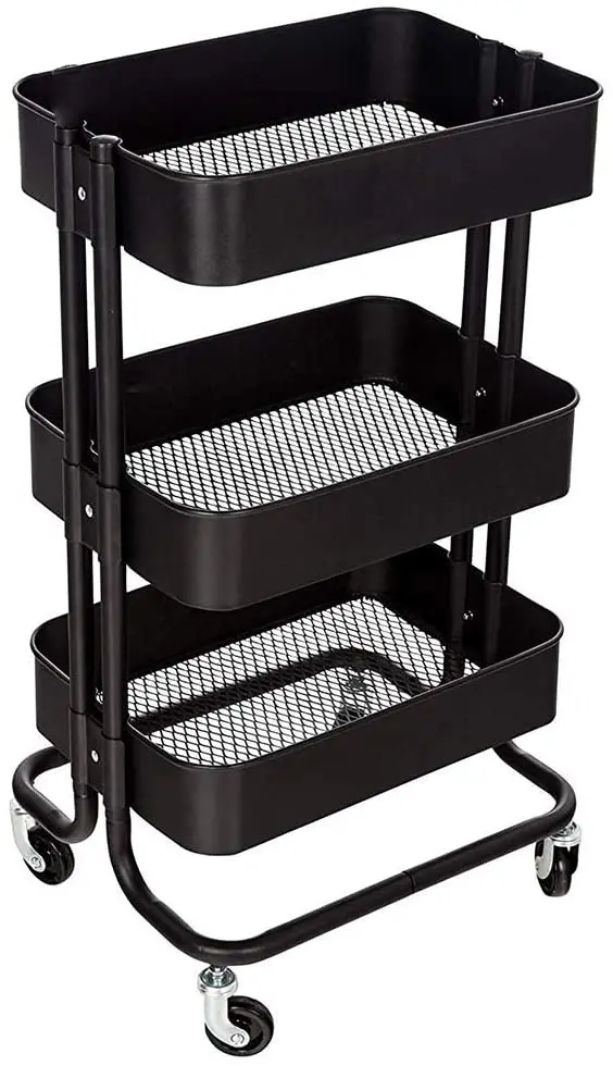 Metal mesh Utility cart Mobile Storage cart Kitchen Bathroom cart with Handle