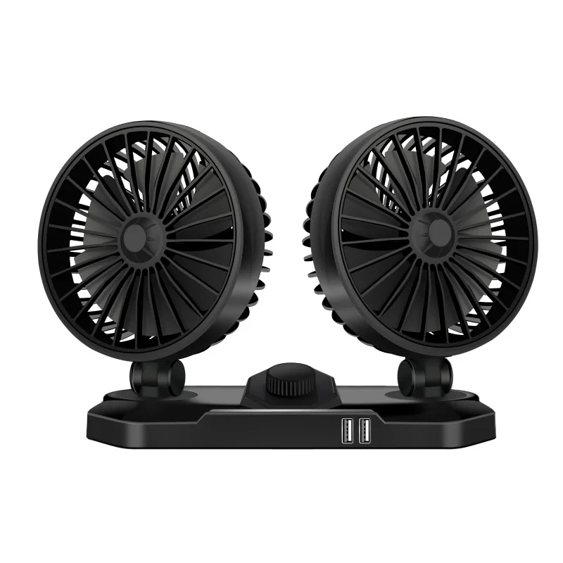Dual Usb Interface Mobile Phone Rechargeable Car Fan 12v24v Truck Double Head Small Electric Fan