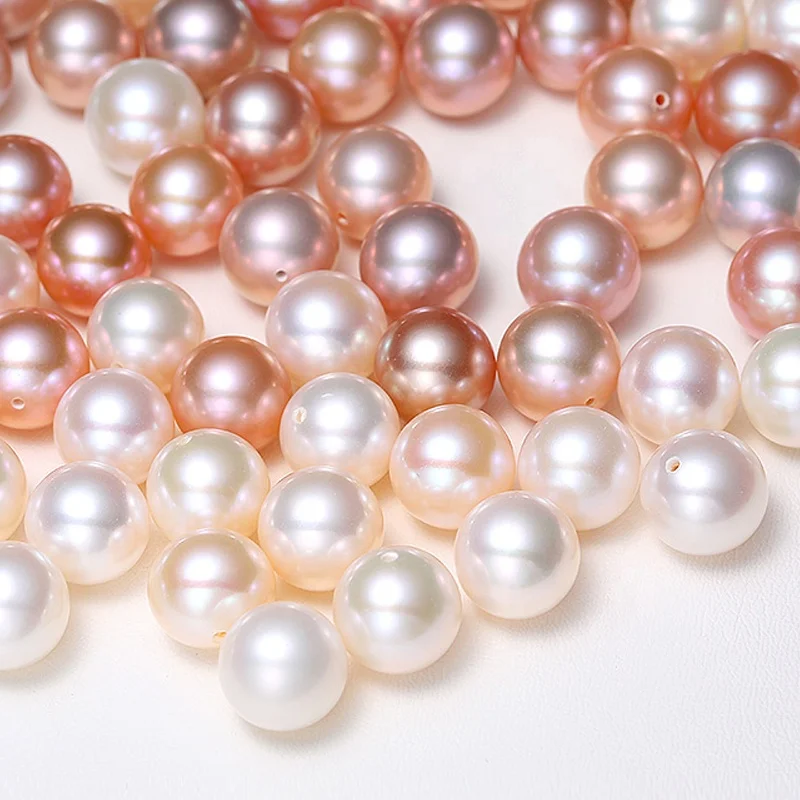 
China manufacturer 1-12mm Natural cultured pearl white Round Freshwater Pearl 0.8mm Half Drilled Hole Loose Pearl for jewelry 