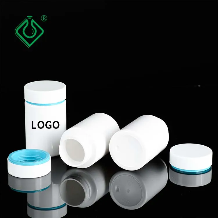 Wholesale pet 200ml vitamin bottle black flip top lid vintage white capsule vitamin bottle