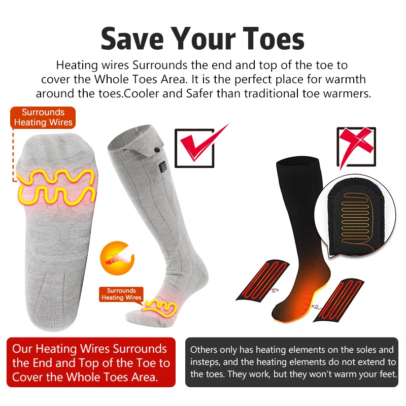 Remote Controlled 3.7V 4000mAh liion Batteries Fluffy Heated Socks Thick Outdoor Ski Hiking Cozy Socks for men women